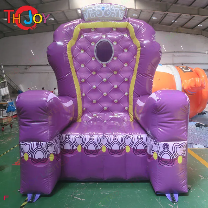 free Air shipping purple inflatable throne chair air blow up bounce chair for king or queen inflatable sofa for party events