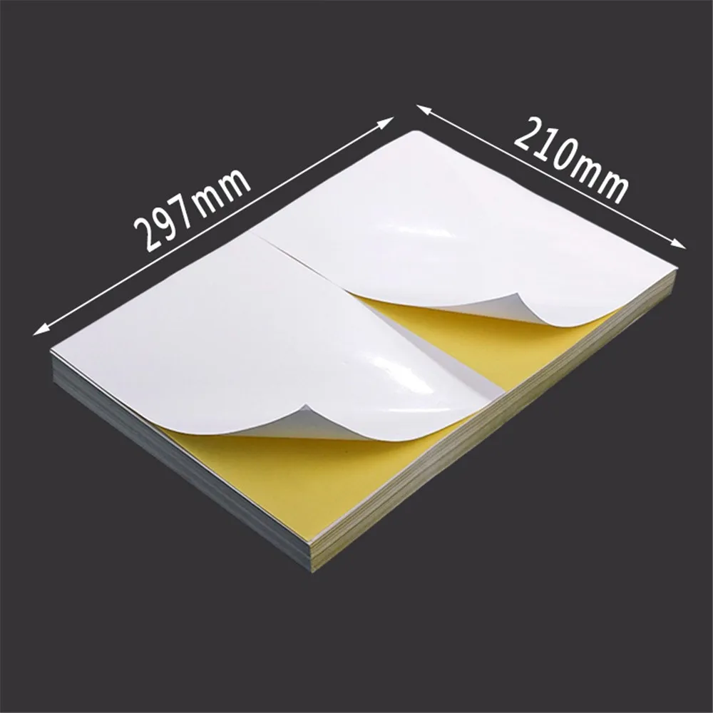 ملصق أبيض لامع قابل للطباعة A4 10 أوراق لطابعات الليزر ذاتية اللصق 2 ملصق لكل ورقة ملصق أبيض ذاتي اللصق #1