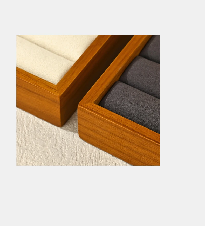 Oirlv Holzring-Präsentationsplatte Schmuckständer Grau Beige Ringhalter Schmuck-Aufbewahrungsorganizer Fotografie-Requisiten – Detail 6