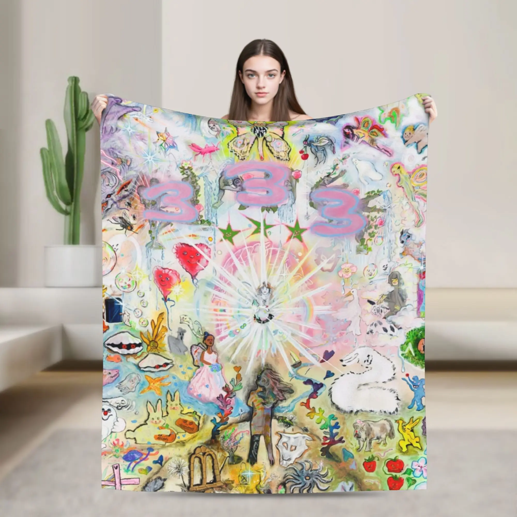 333 Bladee Album Cover Blanket Flannel Printed   Multifunction Lightweight Throw Blankets for Bed Bedroom Bedspreads
