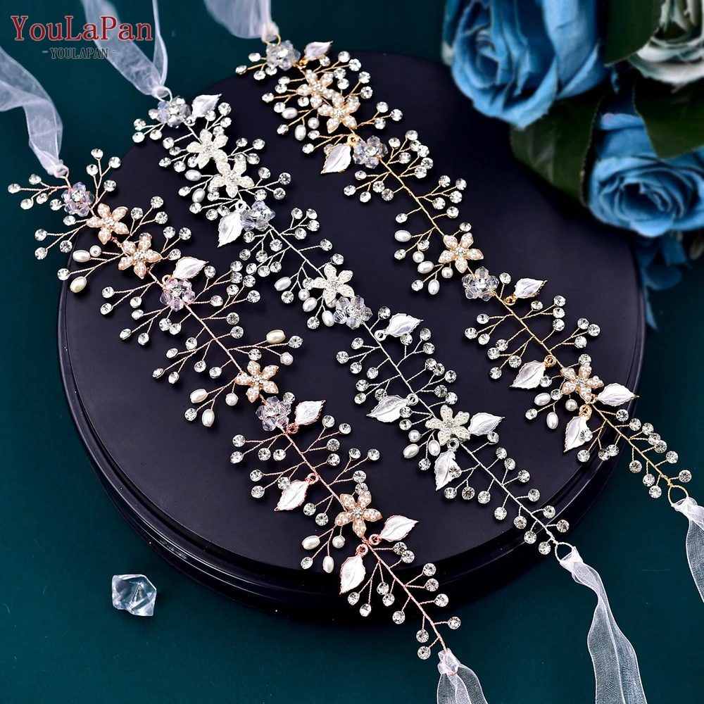 Youlapan HP236 Elegant Bridal Hoofdband Bruiloft Haaraccessoires Lichtmetalen Leaf Vrouw Haar Wijnstok Hoofddeksel Voor Party Bruid Hoofddeksels