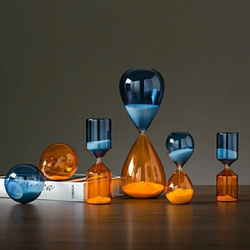 5/15/30/60 Min Two-color Hourglass Timer Home Decor Desk Living Room Decoration Kitchen Tools Glass Crafts Gifts Sand Timer