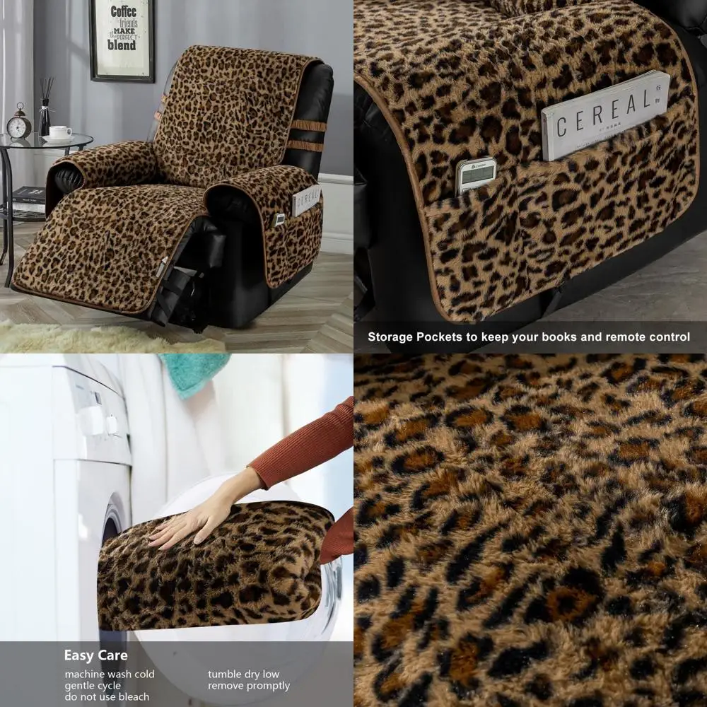 

Leopard Print Recliner Chair Cover, Non-Slip, Secure Fit, 23 Regular Size