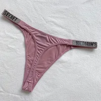 2025 New Sexy Pink Brand Lingerie Female Intimate Underwear Rise Women Panties Bra Rhinestone Letter Comfort Brief 3