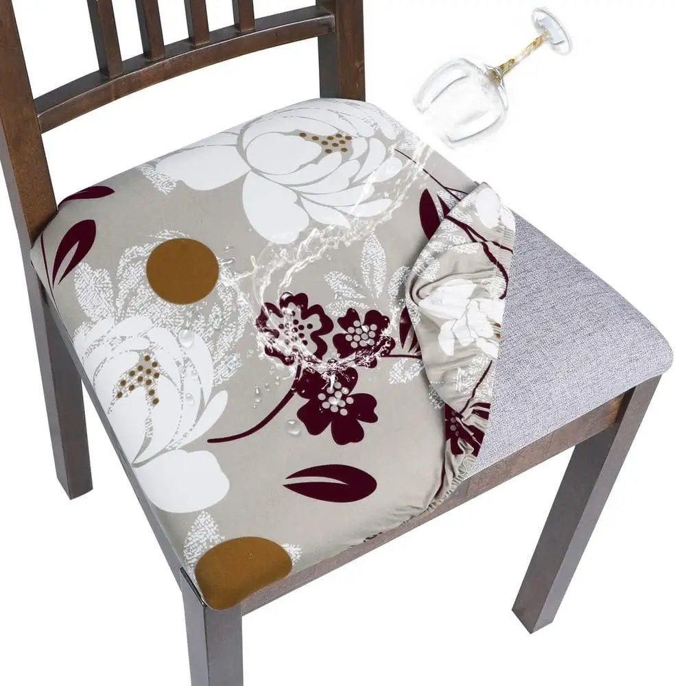 

Water Repellent Seat Covers For Dining Chairs, 4 Pa Jacquard Stretch Dining Room Chair Seat Covers, Kitchen Chair Seat Covers
