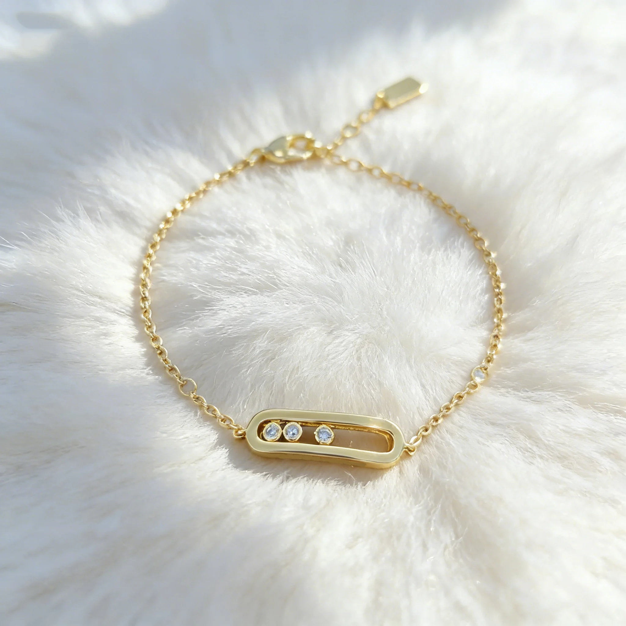 

925 Sterling Silver Simple Rectangular Adjustable Bracelet with Zircon | Suitable for women's everyday wear/dates