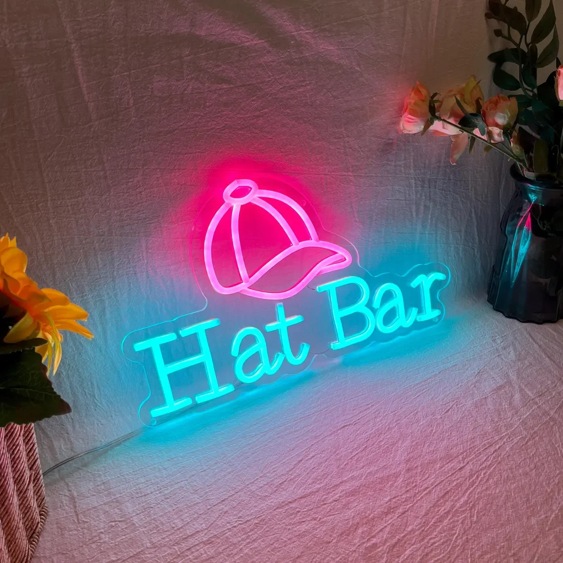 Hat Bar Neon Sign Bar Neon Hat Shop Wall Decor Hat Neon Art Opening Sign