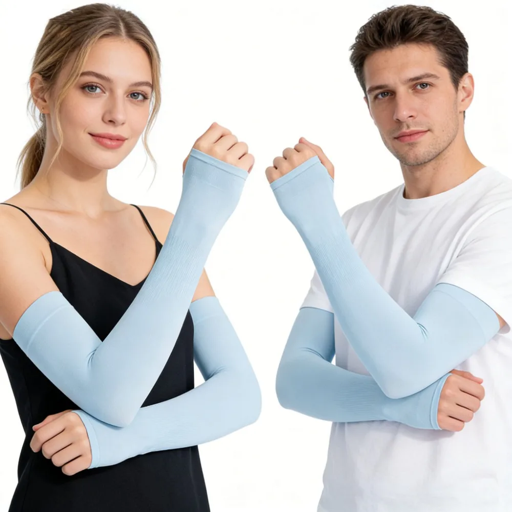 

High Elastic Ice Silk Fingerless Sleeves Summer Cooling Arm Cover for Men Women