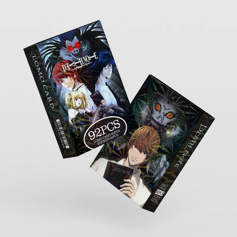 Death Notebook Lomo Card 1Pack/92PCS 60PC Mini Cards 32PC Stickers Japanese Anime Fan Collection Lomo Cards Postcards Photo Gift