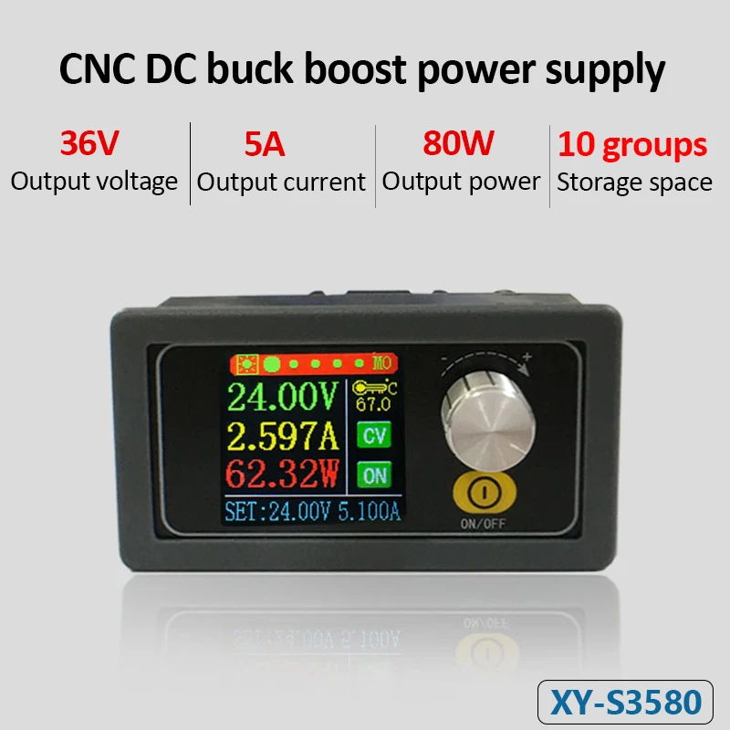 XYS3580 80W DC DC Buck Boost Converter CC CV 0.6-36V 5A Power Module Adjustable Regulated Laboratory Power Supply Variable