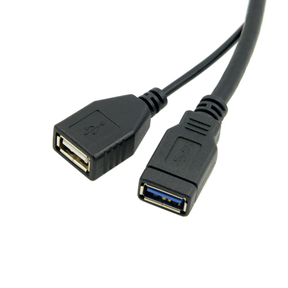 USB Cable USB Data Cable USB 3.0 Male to Dual USB Female Extra Power Data Y Extension Cable for 2.5" Mobile Hard Disk
