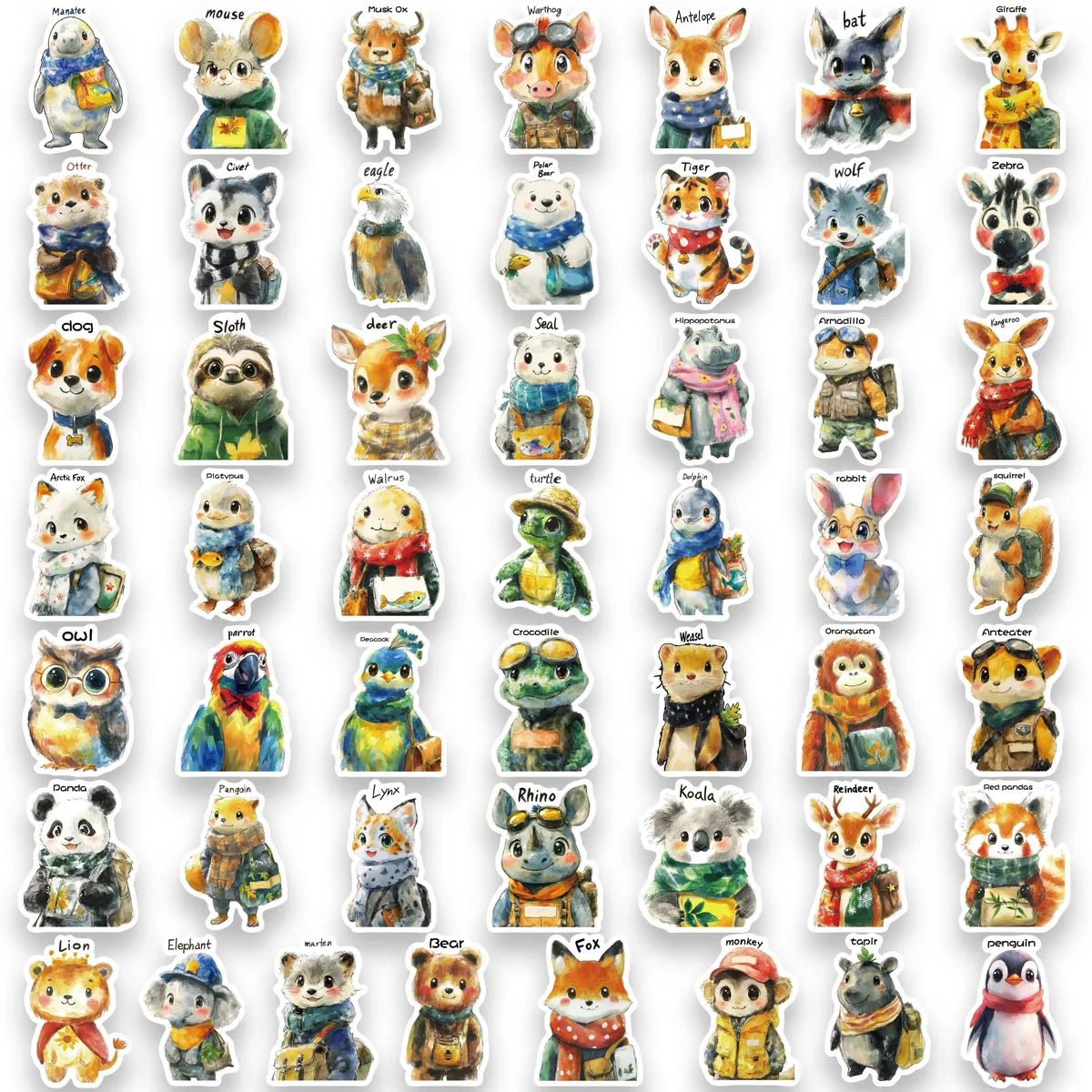 50 個夢のような動物漫画ステッカーパーソナライズされたクリエイティブコンピュータステッカーモバイルステッカー荷物ステッカー DIY 防水ステッカー