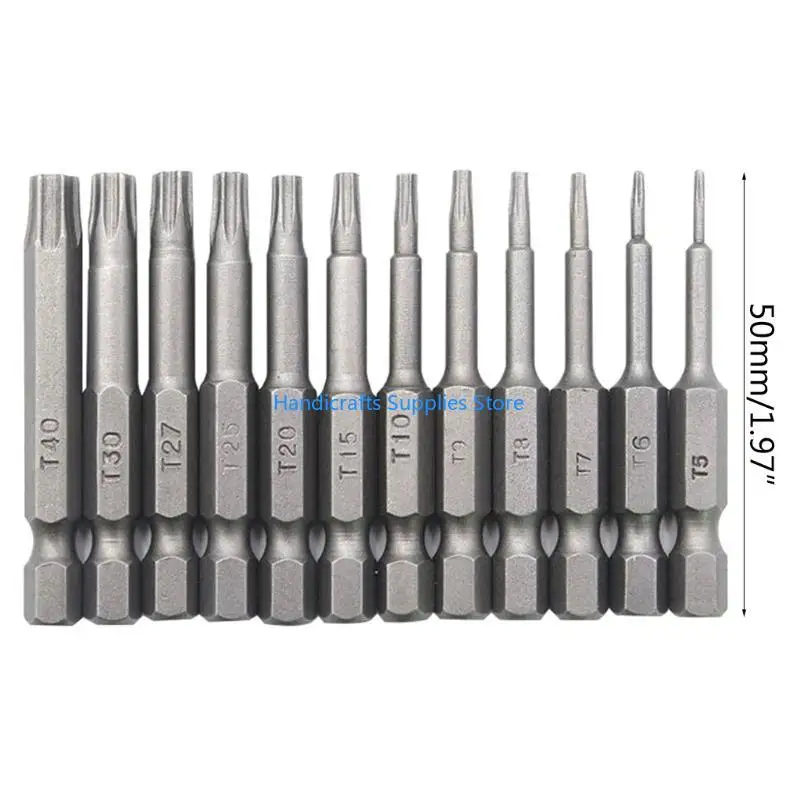 R1wa Profession Screwdriver Drill بت 50 مم 1/4 بوصة T5-T40 Torx Head Bits للوحة الخشب الصلبة MDF لوحة جسيمات