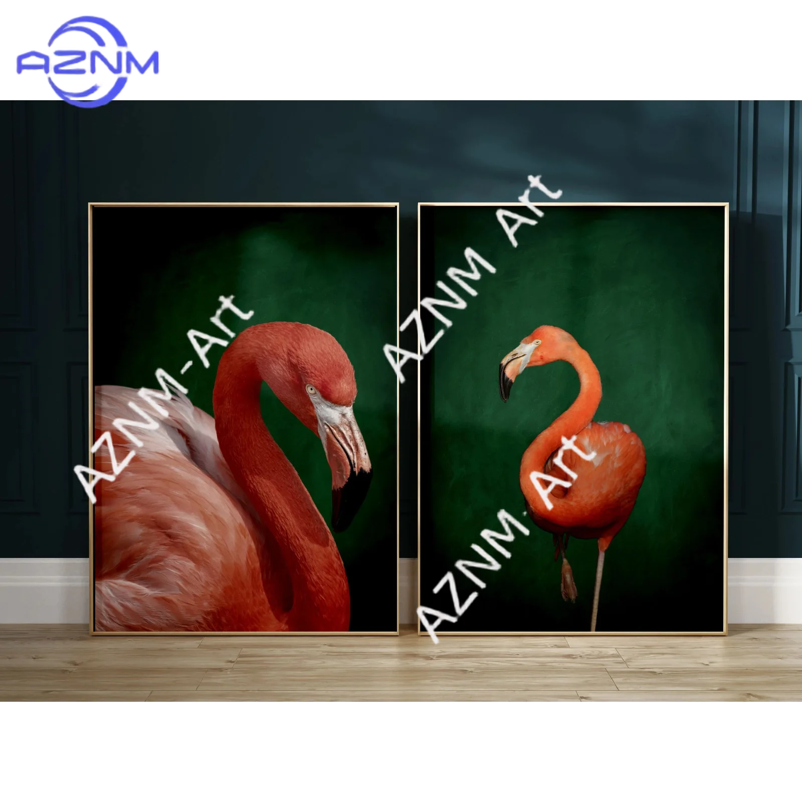 1/2Pcs Flamingo Wall Art Prints, Emerald Green Decor, Maximalist Decor, Eclectic Wall Art, Gallery Wall Set, Room Decor