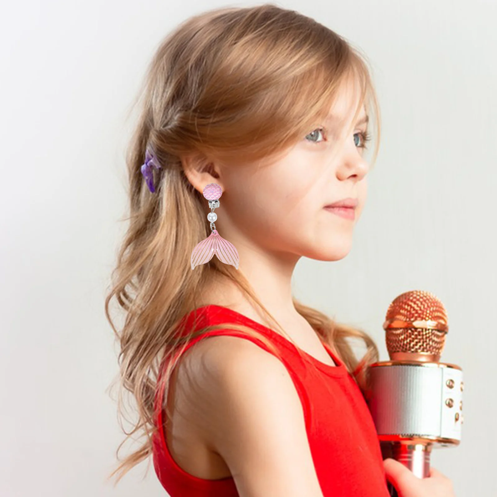 مجموعة أقراط مشبكية للفتيات والأطفال على شكل حورية البحر لتزيين الأذن خفيفة الوزن ومريحة هدية لحفلات أعياد الميلاد وعيد الميلاد #3