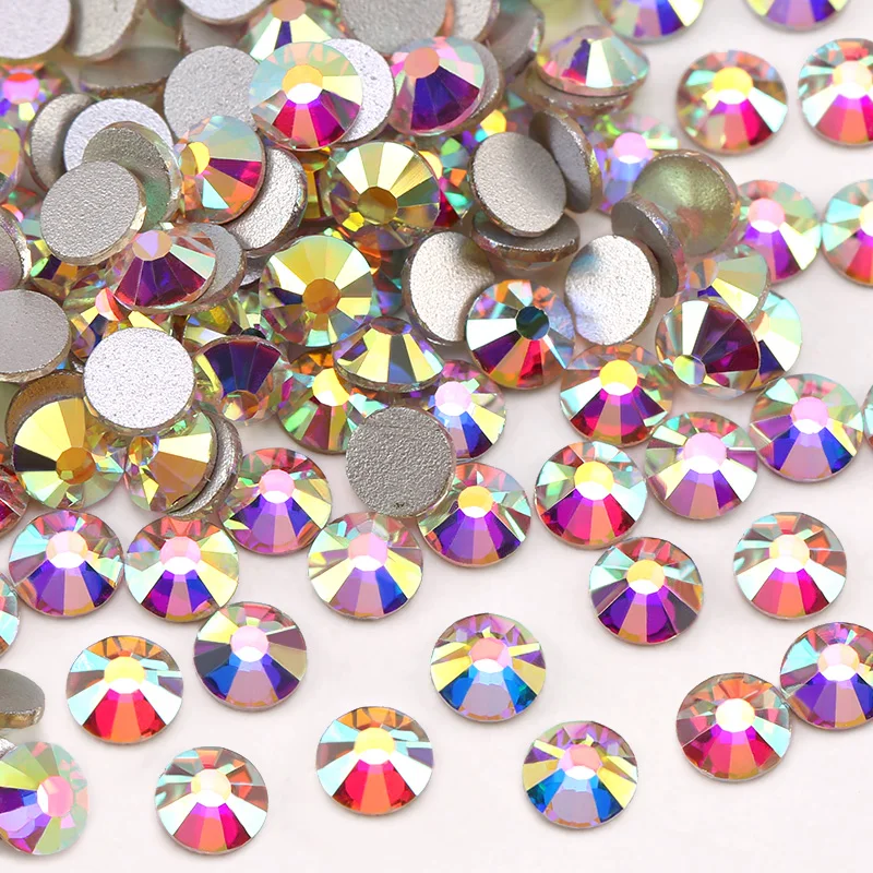 QIAO 2Bags Rhinestones Crystal AB Flatback Diamond Glitter Clear Nail Gem Crafts for Clothing Dresses Rhinestone Decorations