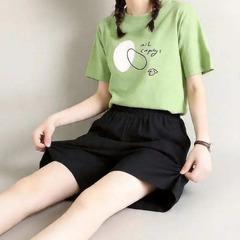 Women Spring Summer Ice Silk Solid High Elastic Large Size  Casual Wide Leg Shorts Pants Modal Pocket Loose Short Pant Homewear