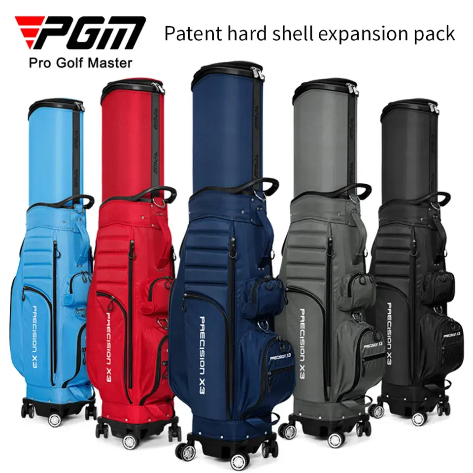 

PGM Universal 4 Wheel Golf Bag Men Women Telescopic Aviation Bag with Brakes QB062 Flat Push Golf Air Bag