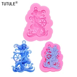 Captain Mermaid silicone mold resin shaker jewelry earrings Keychain Polymer Clay Silicone mold Fondant Chocolate Silicone mold
