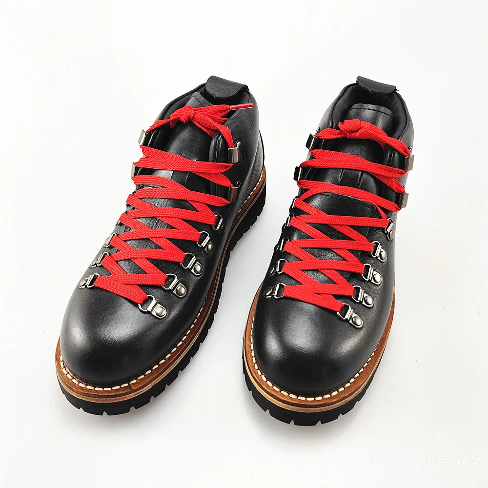 Botas de senderismo para hombre, hechas a mano con cuero genuino. | Botas de trabajo de combate con suela Goodyear, impermeables, antideslizantes y con cierre al tobillo, ideales para senderismo al aire libre.