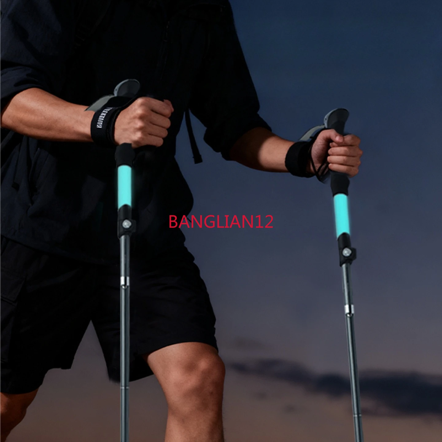 Luminous mountaineering pole Silicone luminous foldable retractable trekking pole Aluminum alloy outdoor climbing equipment