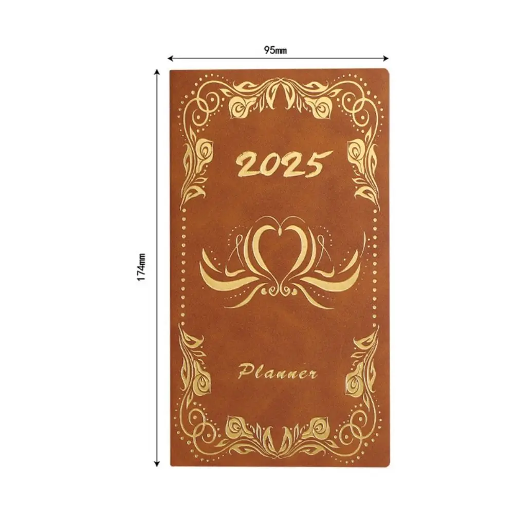 Portable A6 2025 Agenda Book Pocket with Calendar Diary Weekly Planner Retro To Do List English Notepad School Office