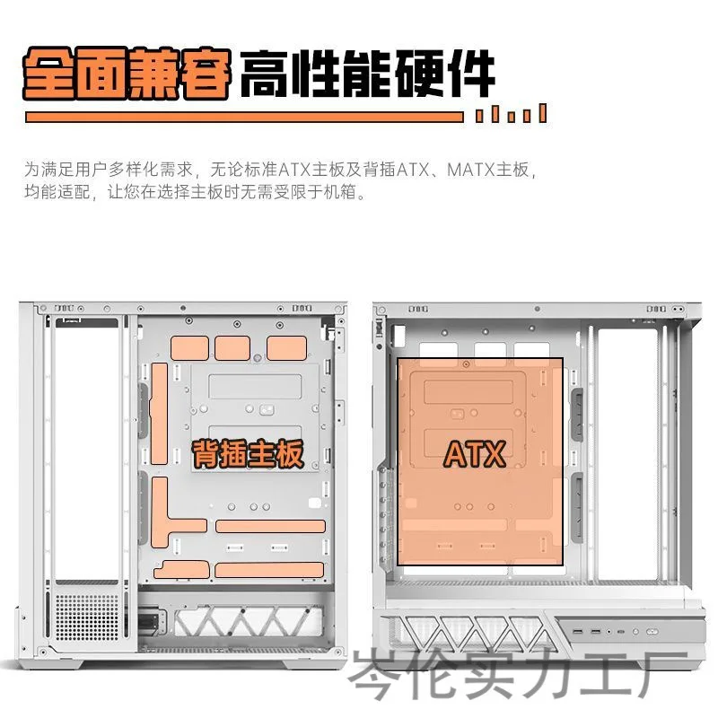 عرض ساخن لعام 2025 هيكل عالمي متوازي عالي القيمة لسطح المكتب ATX جانبي أبيض مبرد بالماء شفاف بدون أعمدة غرفة عرض البحر com