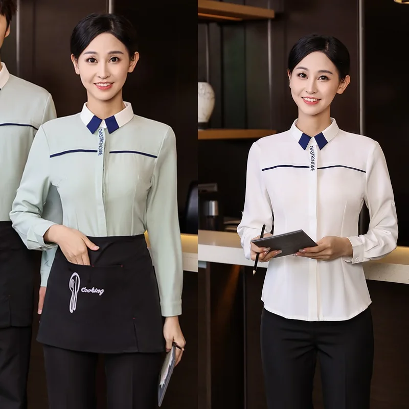 ケータリングウェイター秋の作業服西洋レストラン長袖シャツファーストフードレストラン鍋レストラン茶室コーヒー