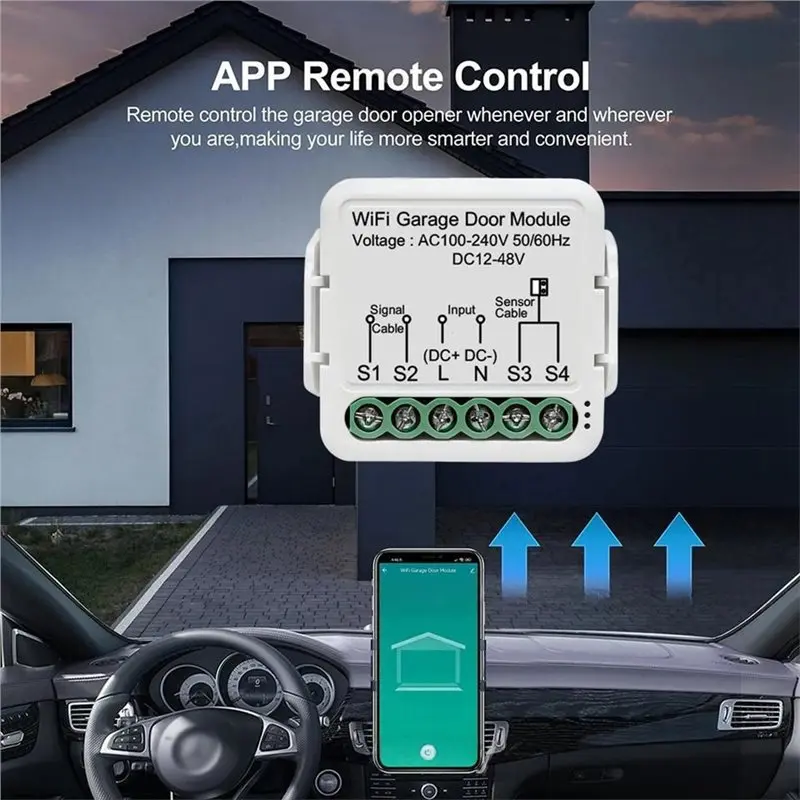 FFYY-Universal Wifi Garage Door Opener Smart Remote Control Wireless Openers Gate Switch Sensor App Enabled No Hub Needed