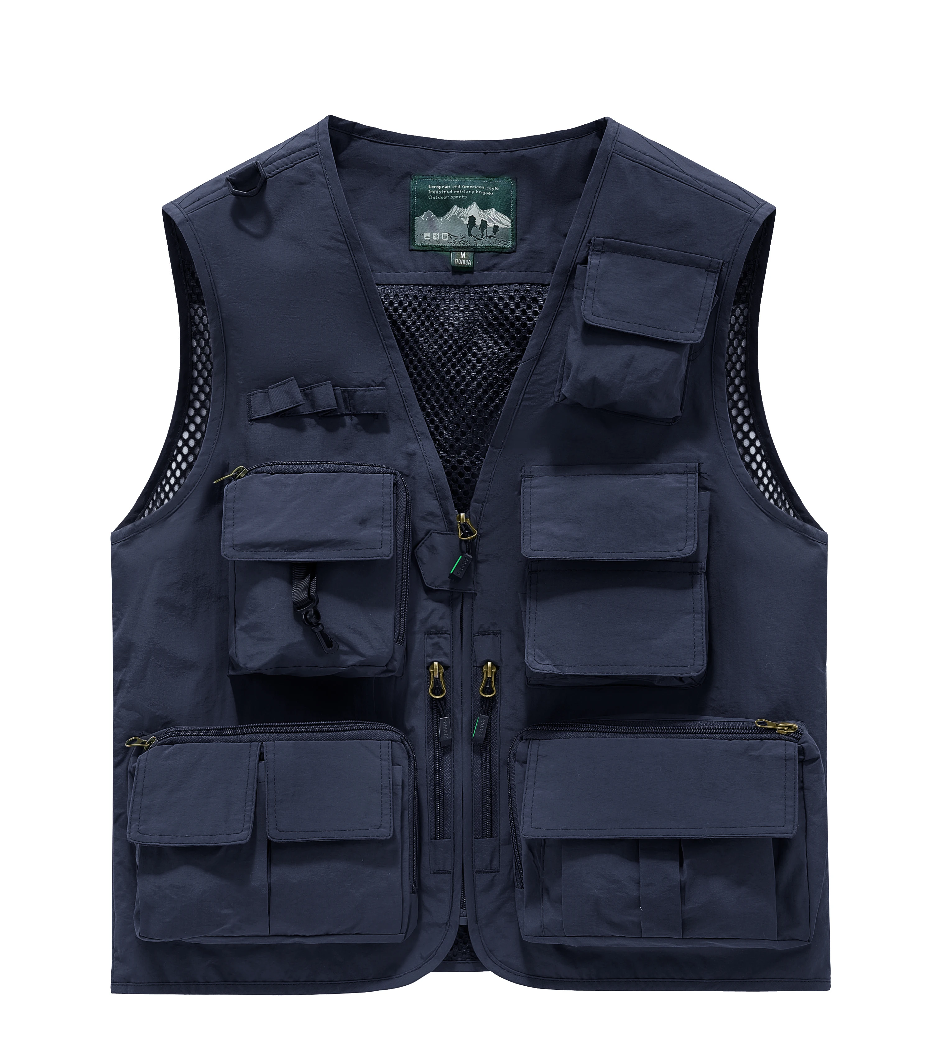 Men's Functional Multi-Pocket Vest, Breathable Mesh Work Vest, Single Piece with Portable Hook and Layered Pockets, a Practical Item Suitable for Outdoor Fishing, Photography, and Streetwear Style Outfits