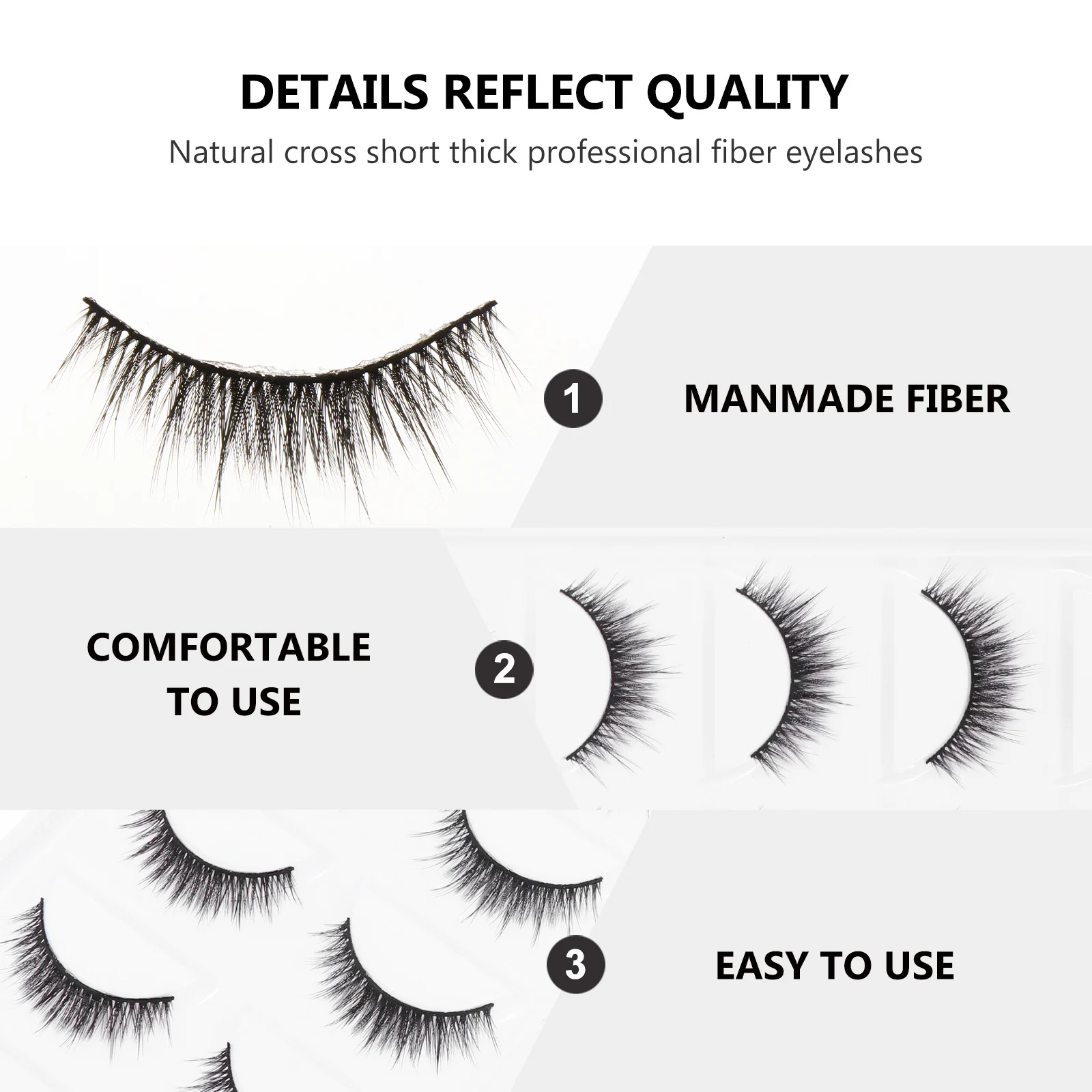 

5 Pairs False Eyelashes Set Bulk Fake Lashes For Women Girls Thick Natural Fiber Eyelash Extension Curly Makeup Lashes Daily