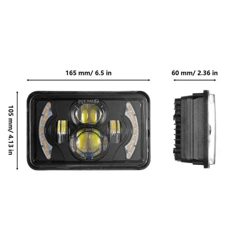 4X6 بوصة LED H4 المصابيح الأمامية العارض عالية منخفضة شعاع ضوء العمل 12 فولت 24 فولت ل H4651 H4652 H4656 H4666 سيارة شاحنة تحويل Offraod
