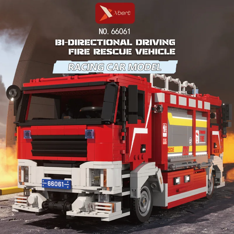 

Large Scale Tunnel Fire Truck Building Blocks 2713Pcs,Model Kit for Adult Teen Challenging DIY Construction Engineering Toy Gift