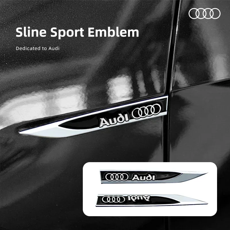 

Car Body Protective Sticker 3D Metal Car Emblem Logo Fender Blade Decal Badge For Audi A3 A4 A5 A6 A7 A8 Q3 Q5 Q7 Q8 accessories