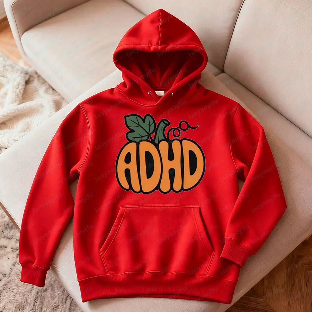 ADHD اليقطين هوديس الخريف التنوع العصبي القمم الخريف هالوين الشكر العصبية العصابات الجرافيك بلوزات لي المرأة هوديي