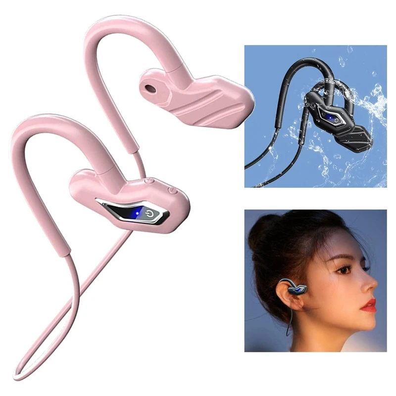 Bone Conduction Headphones Waterproof Bass Lightweight Ear Hook Running Headphones For Cycling Hiking With TF Card