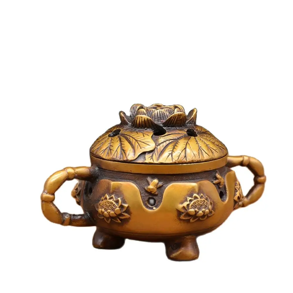 

Lotus Incense Burner Holder Delicate Home Temple Meditation Use Incense Burner Holder Stove Aromatherapy Censer Copper Made