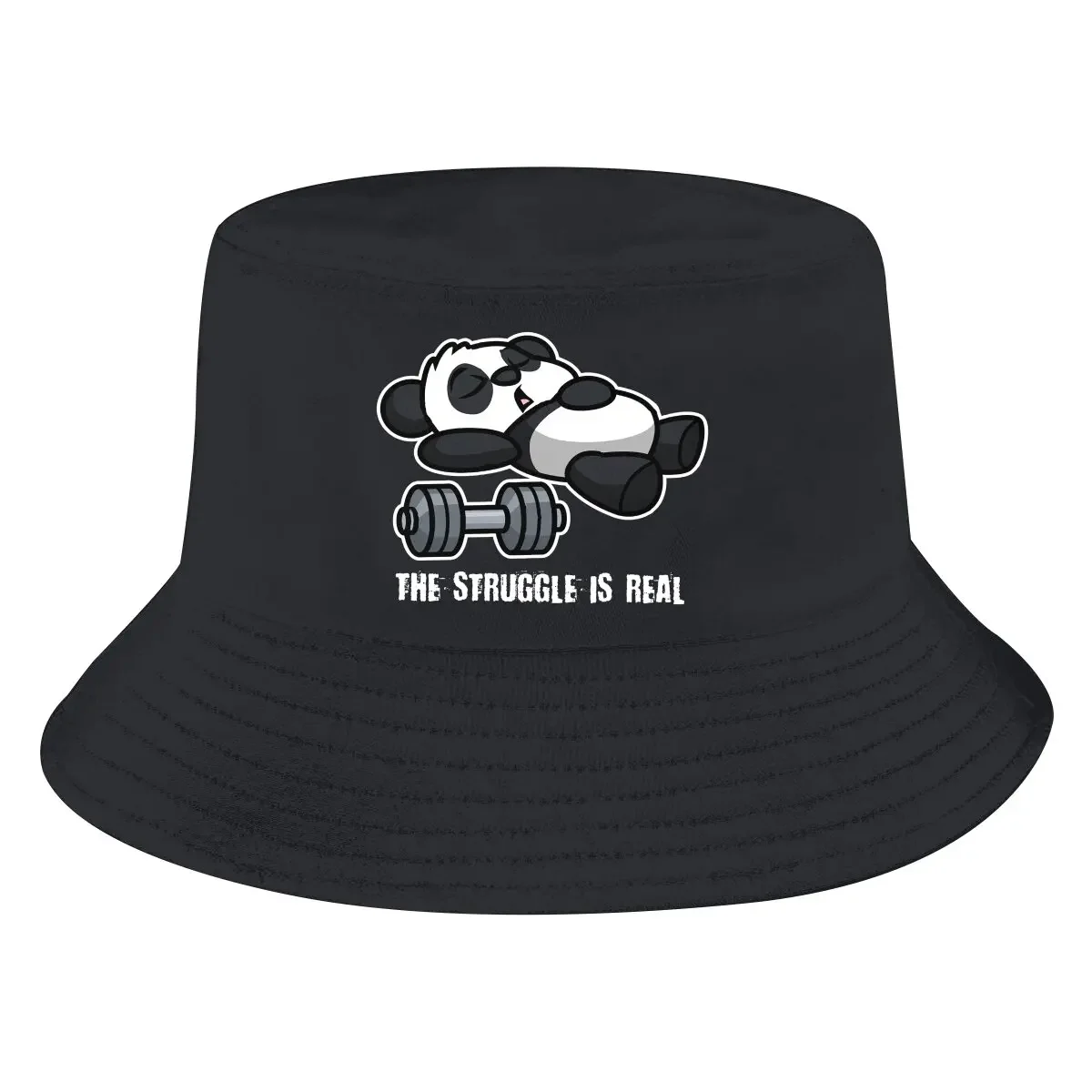 The Struggle Is Real Fitness Panda Unisex Bucket Hats Bodybuilding Pumping GYM Muscle Training Sun Cap Fashion Style Designed