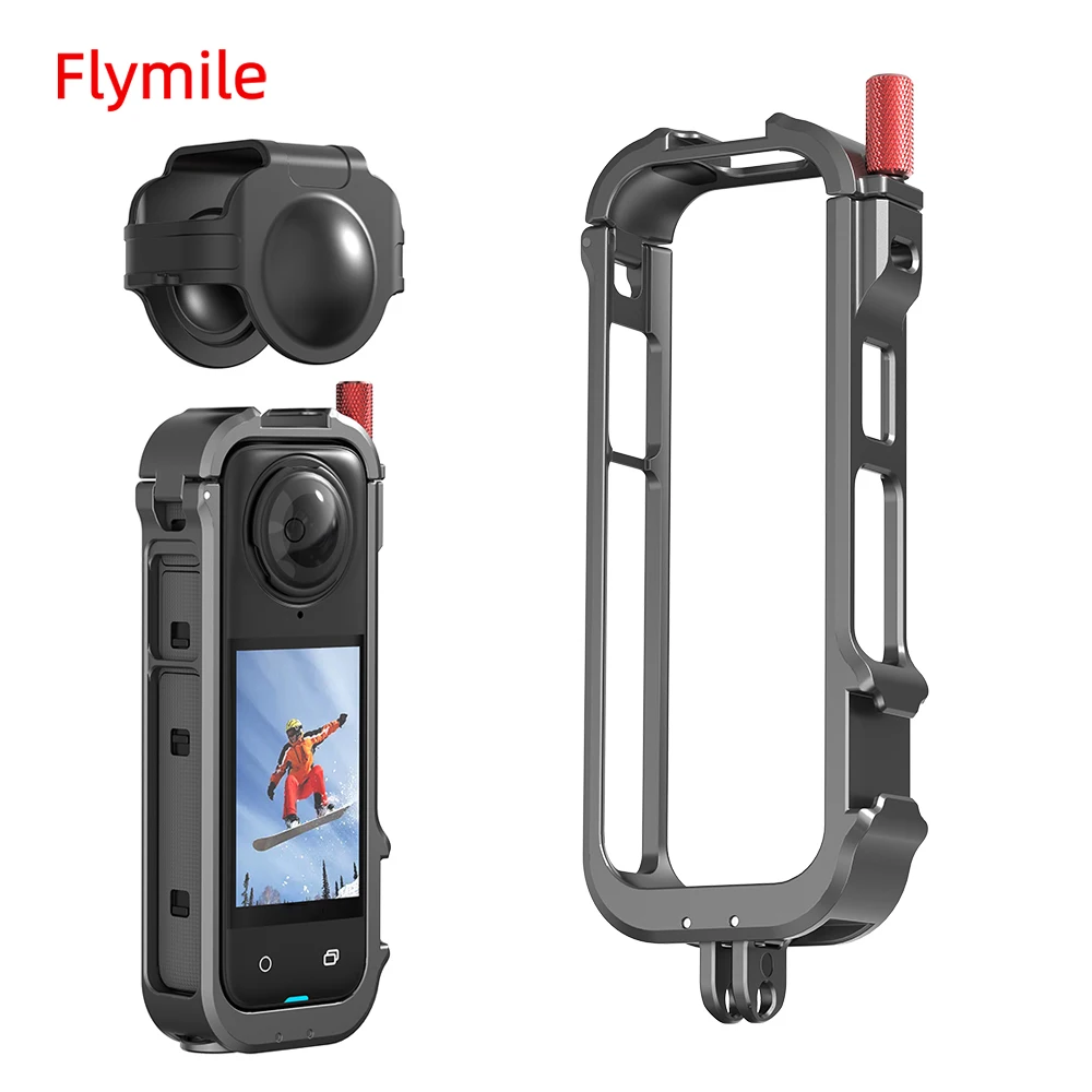 

Flymile Metal Frame Rabbit Cage For Insta360 X4 Protective Case With Cold Shoe 1/4 Expansion Bracket Action Camera Accessories