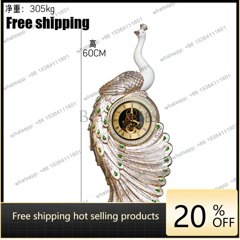 LJY peacock clock, living room floor-to-ceiling clock ornament, high-end large hotel entrance placement decoration
