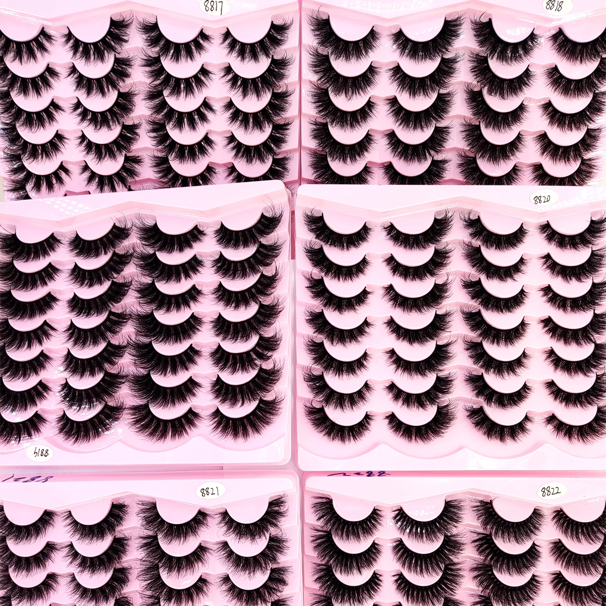 New 14 pairs of 3D artificial mink eyelashes with fluffy and flexible curls natural feather effect lightweight flexible eyelashe