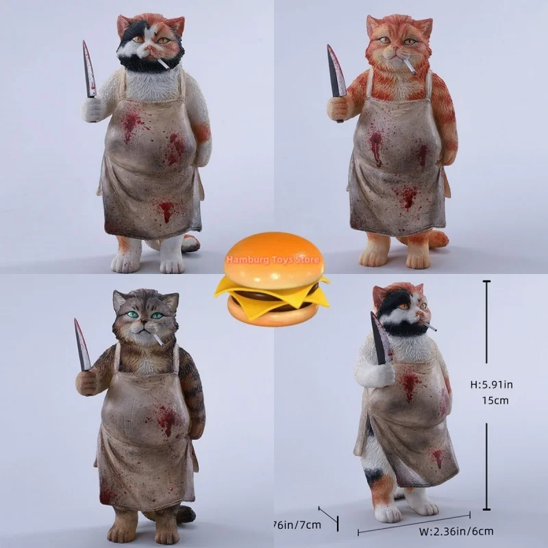 JXK 1/6 مقياس جزار القط مع المئزر الراتنج هريرة نماذج للحيوانات ل 12 ''عمل أرقام الدعائم هدية مزخرفة #1