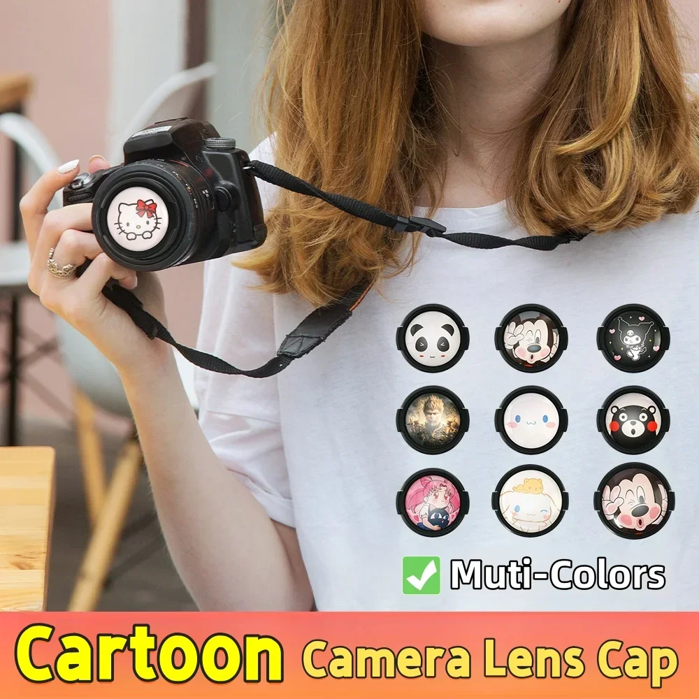 Cartoon Camera Lens Cap Cute Lovely Cover 40.5 43 46 49 52 55 58 67 mm for Canon NIkon Sony Fuji Olympus Pentax DSLR Accessories