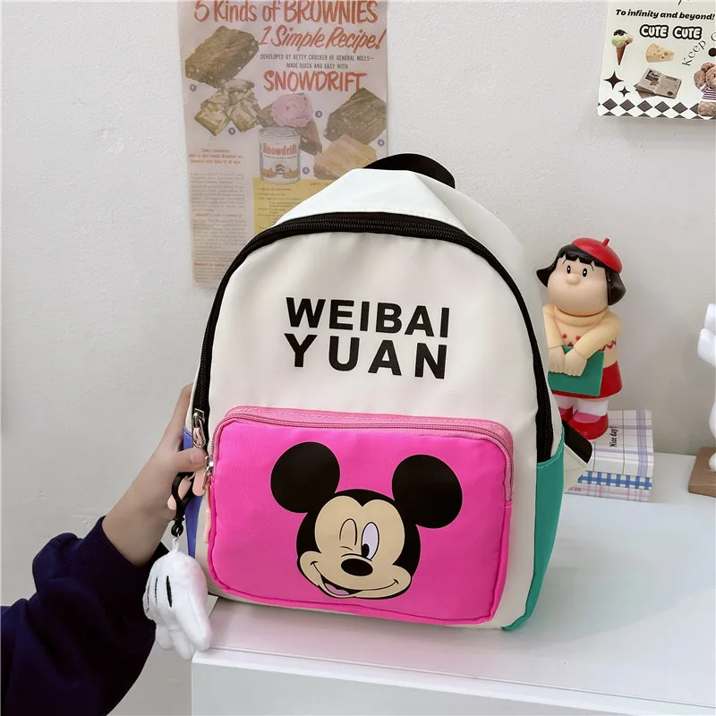 

Disney Mickey Mouse Cute Children's Backpack Girls Cartoon Print Intermediate Capacity Book Storage Kindergarten Baby School Bag