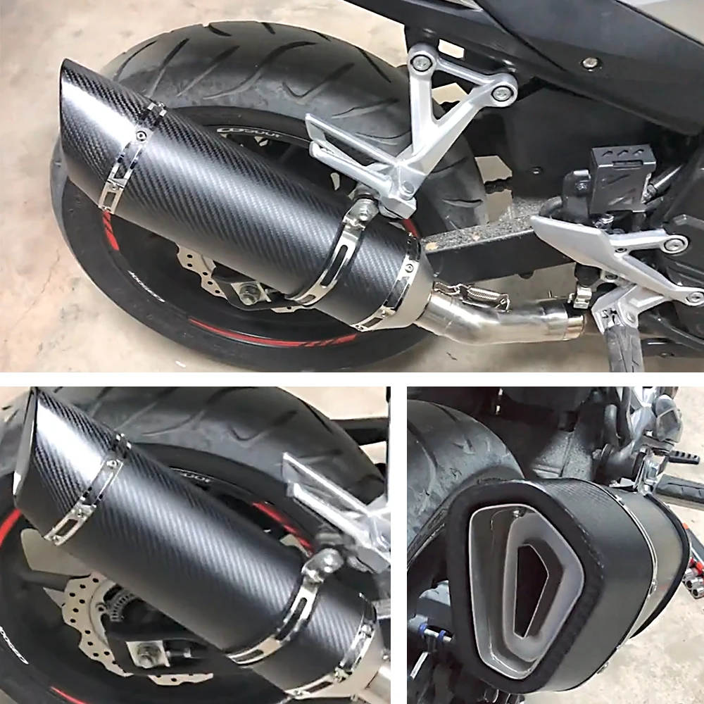 

For Motorcycle ninja400 R3 RC390 duke200 MT07 Z900 Modified Roman Exhaust Pipe Carbon Fiber Muffler570MM