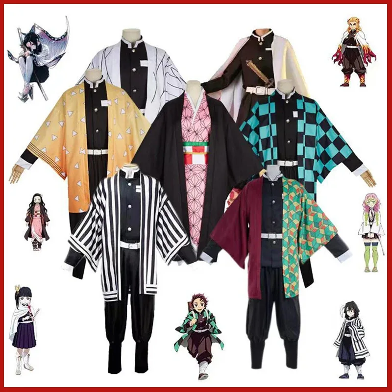 

lili 123Demon Slayer Cosplay Costumes Japanese Anime Cartoon Nezuko Shinobu Mitsuri Tsuyuri Kanao Kimono Cloak Uniform Adult Kid