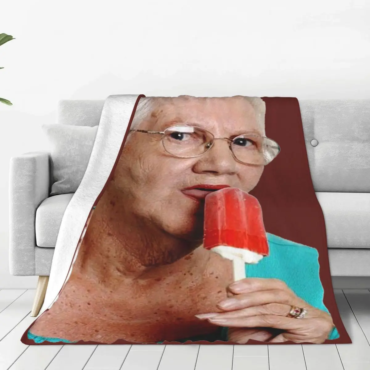 Grandma Granny Ice Cream T Shirt Blanket Soft Warm Flannel Throw Blanket Plush for Bed Living room Picnic Travel Home Couch