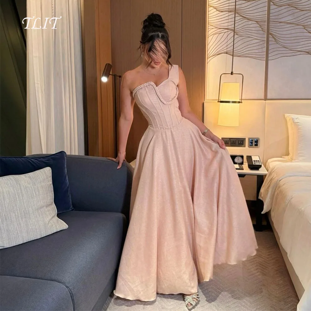TLIT Elegant Silk Silk Satin A-Line Evening Dresses One Shoulder Braid decoration Sweetheart Prom Gowns Customized  فساتين