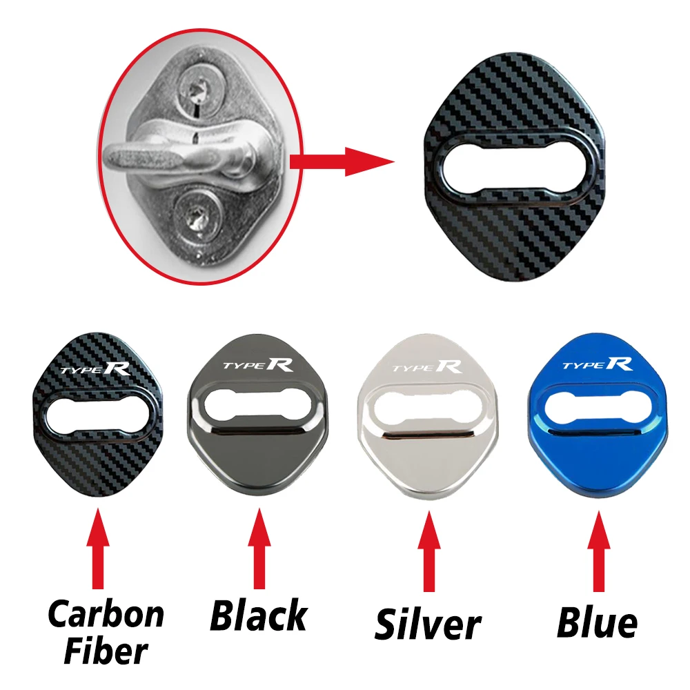 4pcs Car Door Lock Buckle Protection Cover Anti-rust Waterproof for Honda Civic Si Type R Mugen 2000 -2012 2013 2014 2015 - 2025 view 6