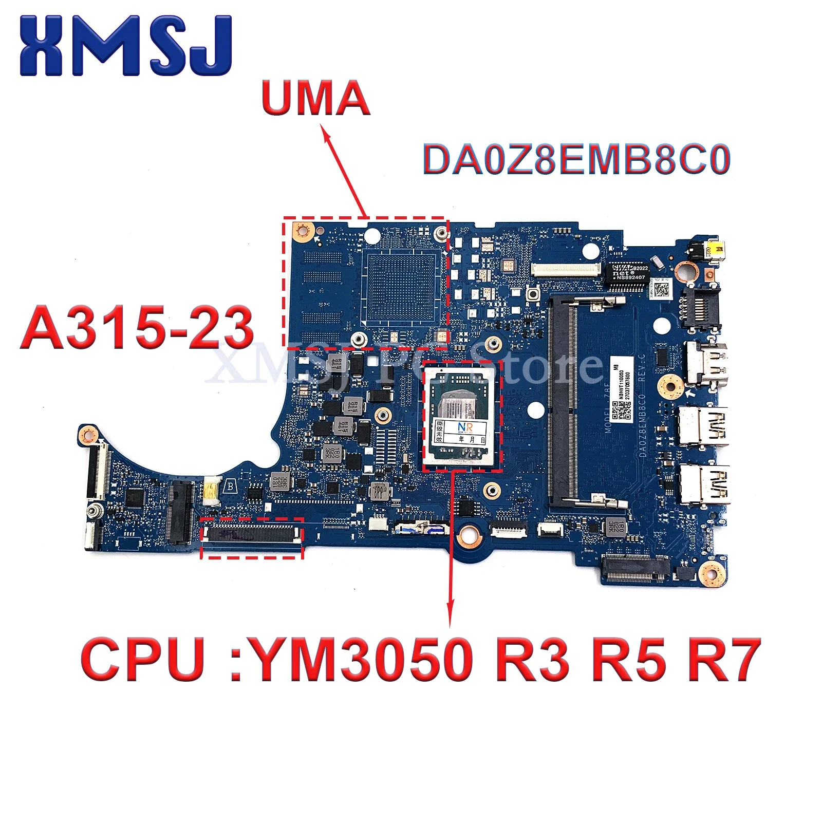 

For Acer Aspire A315-23 Extensa 15 EX215-22 N18Q13 Laptop motherboard DA0Z8EMB8C0 YM3050 R3 R5 R7 CPU 4G RAM 100% Tested